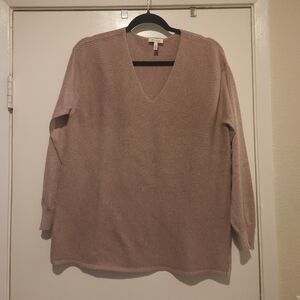 V-Neck Ribbed Sweater - Tan